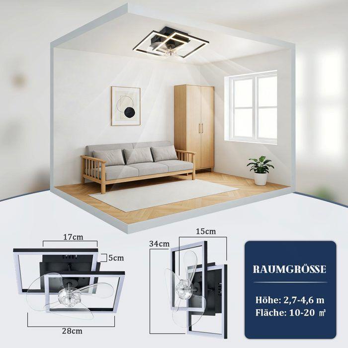 Ventilateur de plafond silencieux NETTLIFE avec éclairage LED, 3000-6500K, 6 vitesses, télécommande minuterie, chambre/salon, 37 cm