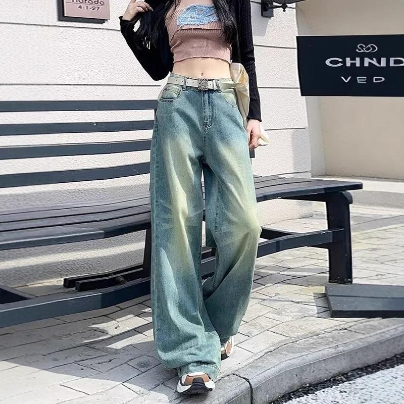 

Retro High-Waist Wide Leg Jeans for Women – Summer Slimming Floor-Length Pants 3XL