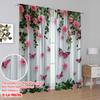 2D Flachdruck 2 Stück Partyvorhang Schmetterling und Rosa Rose Vielseitig Langlebiges Polyester, Ohne Strom Familienfeier