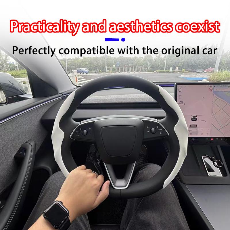 For Tesla Model 3/Y Highland Juniper Steering Wheel Cover Suede Sport Steering Wheel Cover All Season Universal Car Accessories