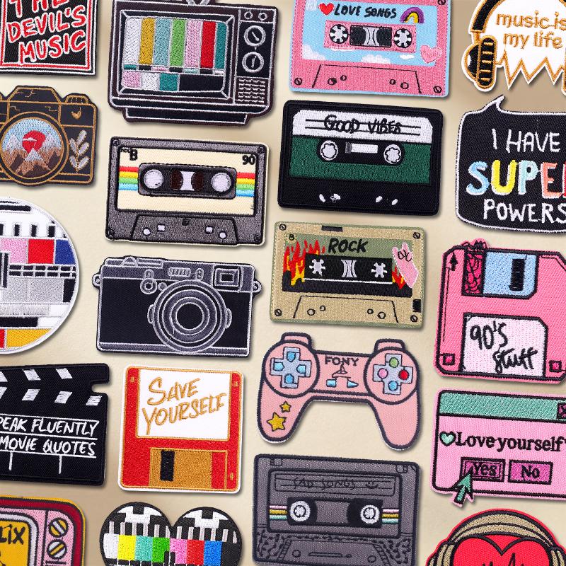 Cartoon Embroidery Patch Iron On Patches For Clothing DIY Radio Game Console Camera Patch Embroidered Patches On Clothes Decor