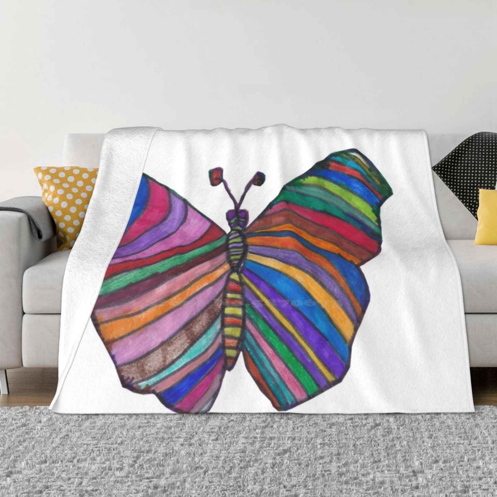 Rainbow Butterfly Fashion Soft Warm Flannel Blanket Rainbow Butterfly Animal Down Syndrome 30x40in