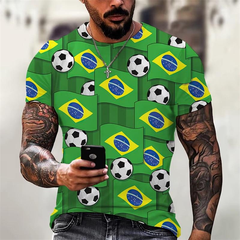 Men's Football Printed Short-sleeved Fashion Versatile Top Casual T-shirt Loose Comfortable T-Shirts Men’s