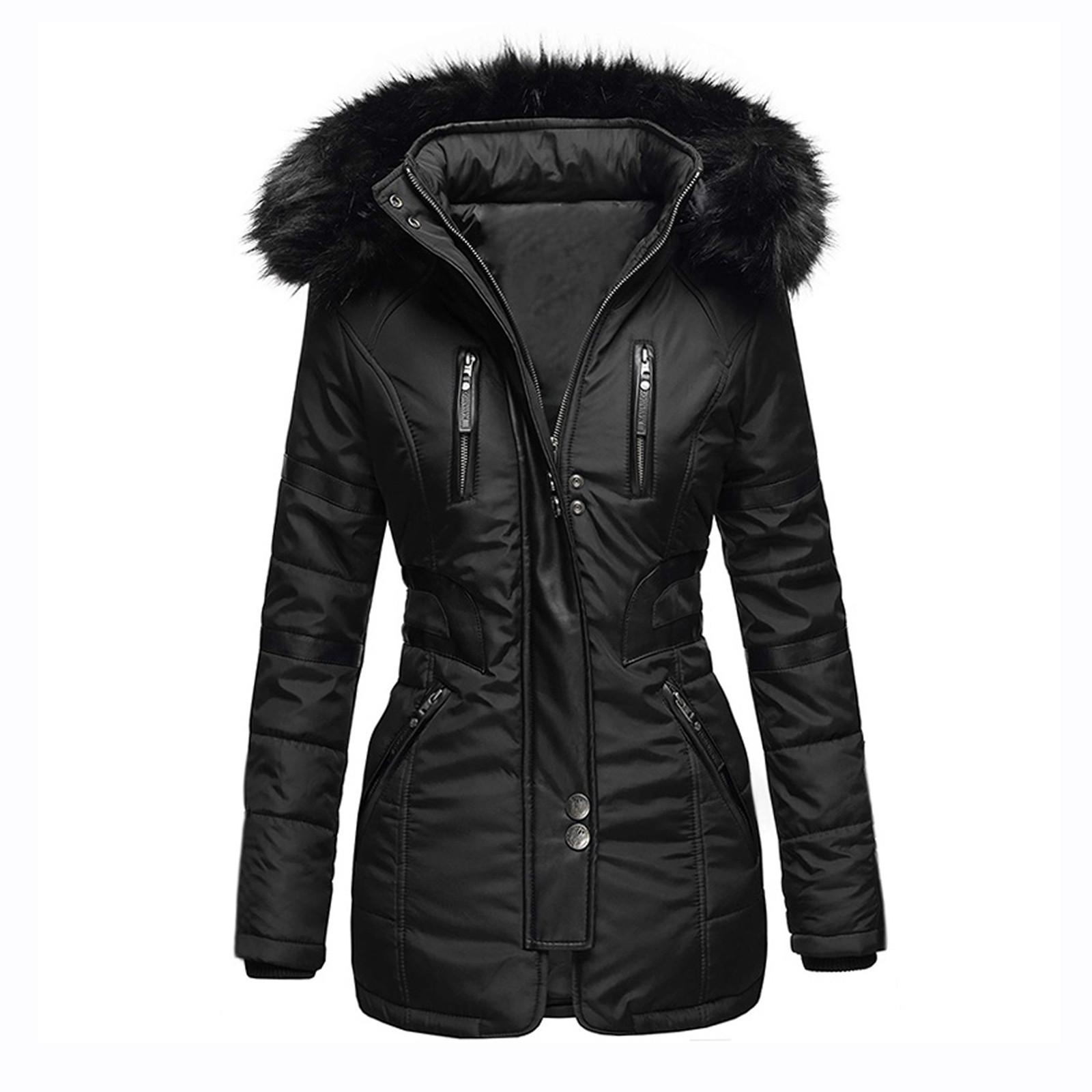 

Women Overcoat Waist Casual Winter Jacket Long Sleeve Long Coat S чорний