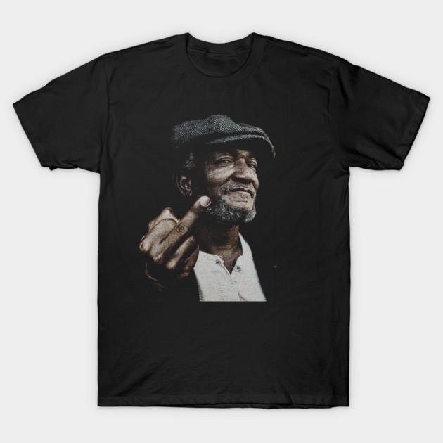 Asiatische Größe Herren Schwarz Print T-Shirt Meme Redd Foxx Vintage No-Cut Print Baumwolle T-Shirt