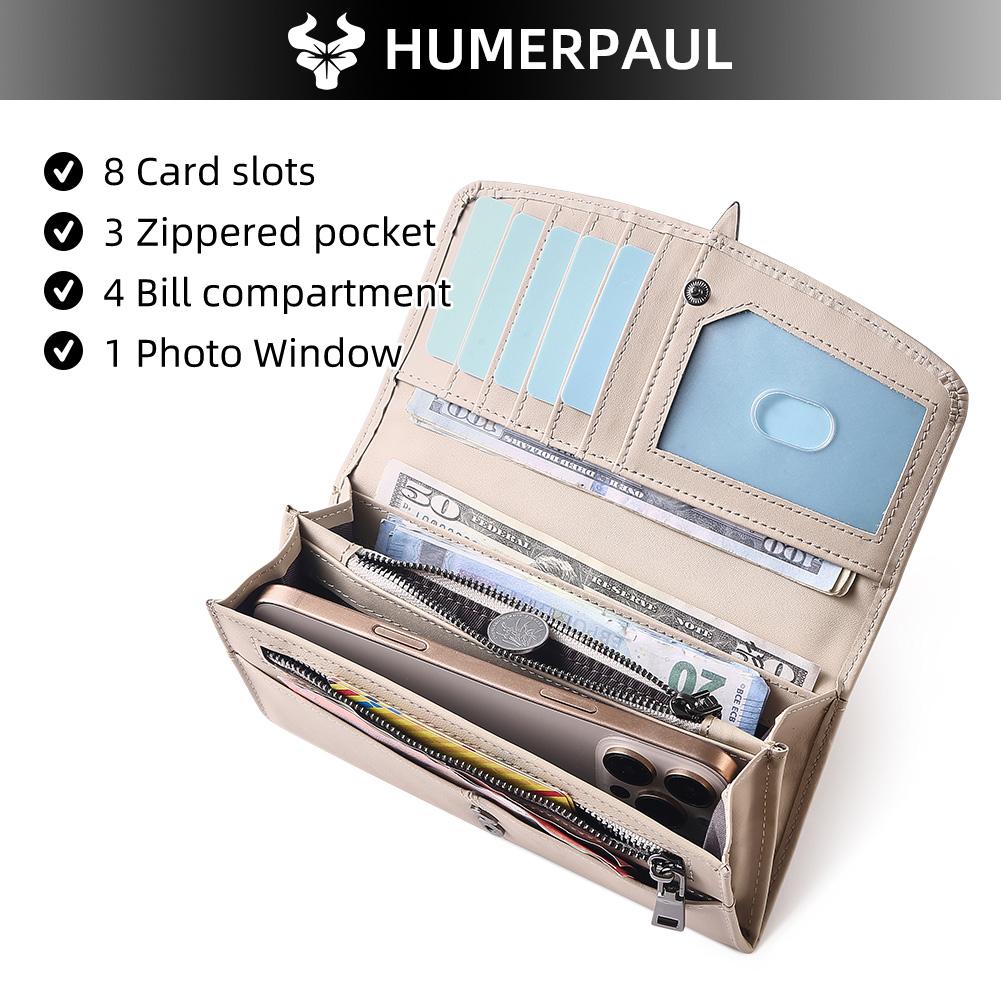 Humerpaul Neue Lange Brieftasche Aus Echtem Leder Frauen Geldbörsen Zipper Geldbörse Mode Hohe Qualität Geldbörsen Trendy Geldbörse Karte Halter Luxus