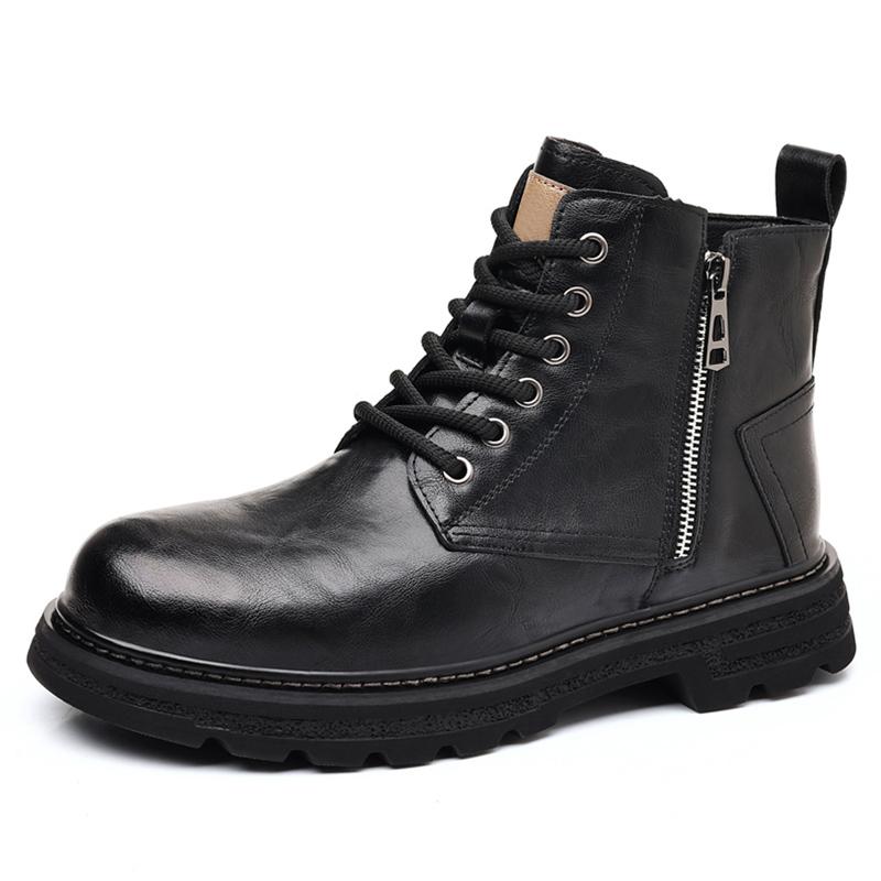 Модные мужские рабочие защитные ботинки FashionPlatform из натуральной кожи мужские черные пустынные альпинистские походные ботинки до щиколотки армейские ботинки 38 чёрный 7154₽