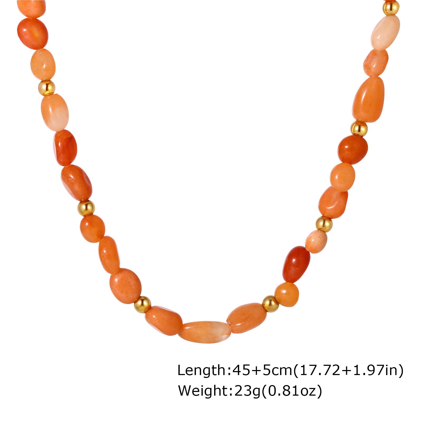 

Delicate Multicolored Natural Stone 18K Gold Plated Necklace, Stainless Steel Irregular Beaded Necklace for Women Jewelry