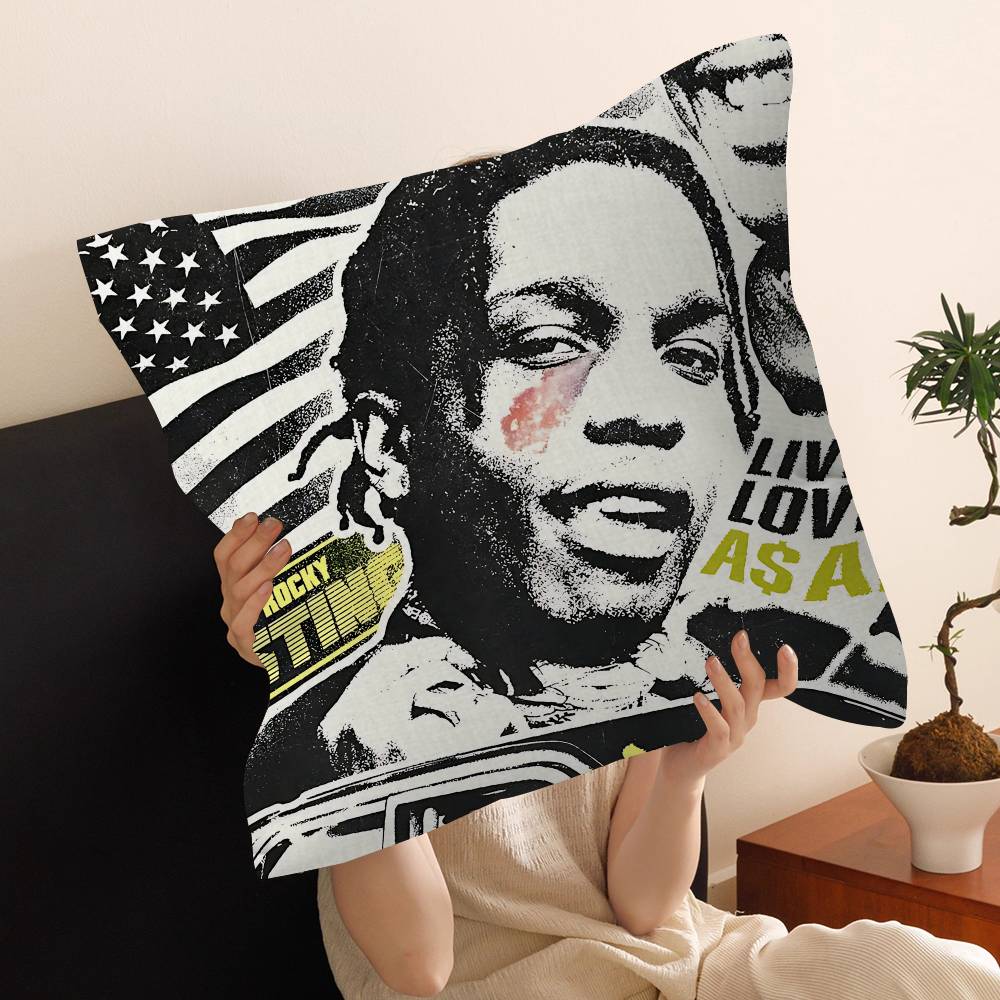 Rapper A-ASAP R-Rocky Pillow Covers Cartoon Sofa Decorative Home Double-sided Printing Short Plush Cute Cushion Cover