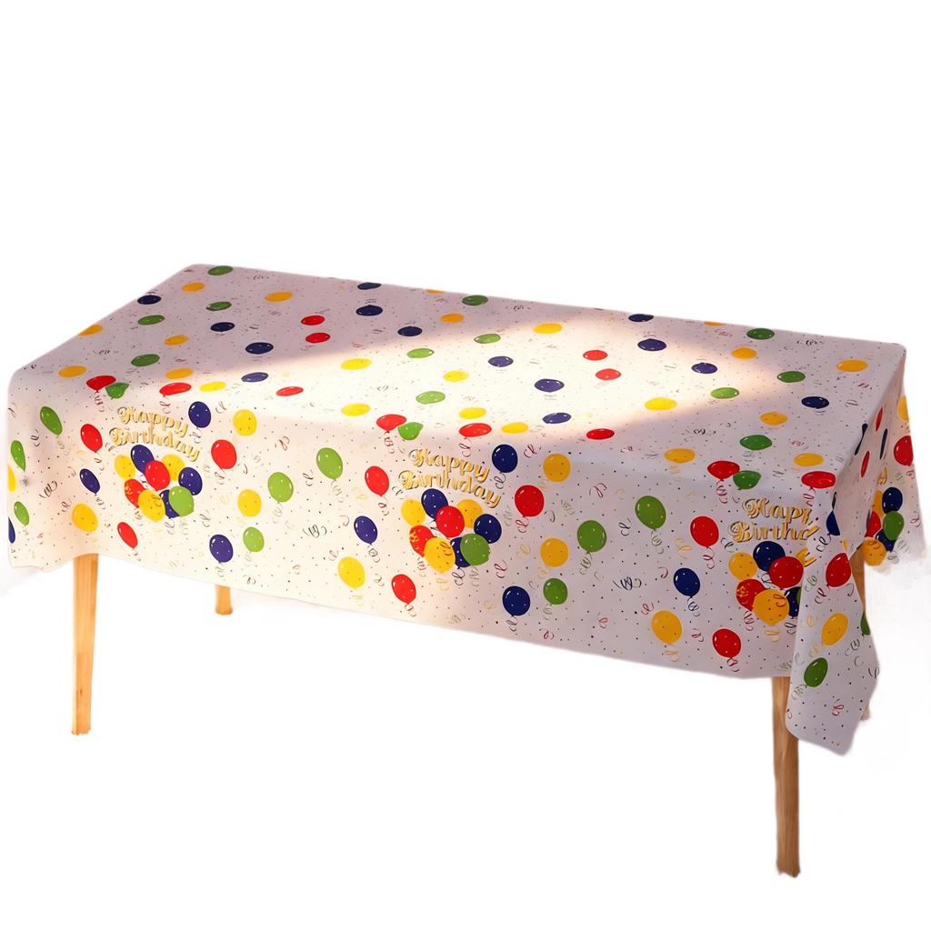 Waterproof Balloon Pattern Disposable Tablecloth for Birthdays - Rectangular, Thickened, and Oil-proof for Parties and Picnics.