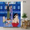 Crayon Shin-Chan & Friends Adventure 2D Print Waterproof Shower Curtain, Anime Bathroom Decor With Hooks