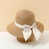 Summer Women's Fisherman Hat with Butterfly Knot Straw Woven Design Korean Style Cool Sunscreen Beach Sand Cap