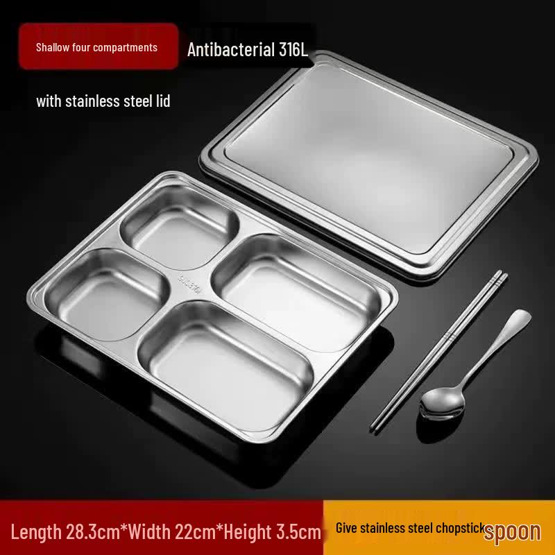 HANDUNYOU Stainless Steel Divided Lunch Plate