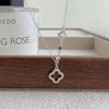 Hollow Diamond-Inlaid Four-Leaf Clover Pendant Necklace: Versatile, Exquisite, High-End, Light Luxury Clavicle Chain Gift for Women