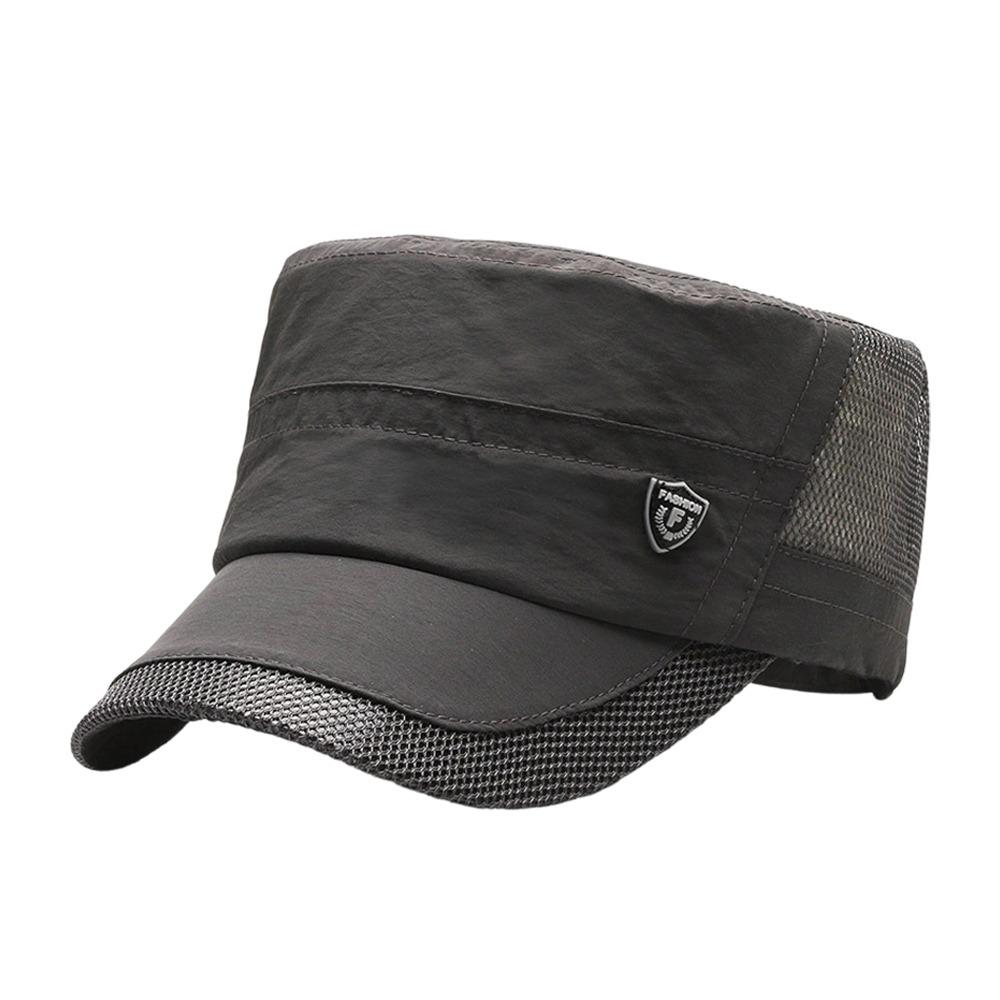 

Fashion Summer Fishing Hat Anti-UV Mesh Breathable Sun Hat Cotton Casual Peaked cap Men Women Flat Top Hat темно-сірий колір