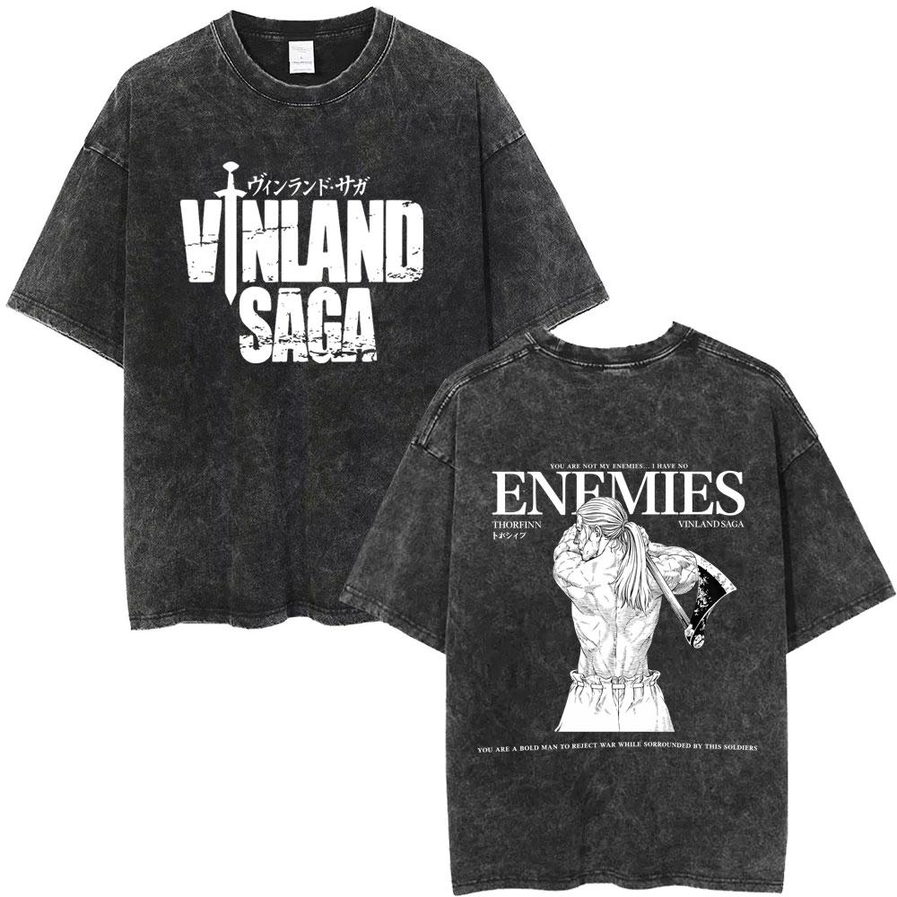 Washed Vintage Anime Vinland Saga Thorfinn You Are Not My Enemies I Have No Enemies T Shirt Men Casual Cotton Oversized T-shirts S разноцветный