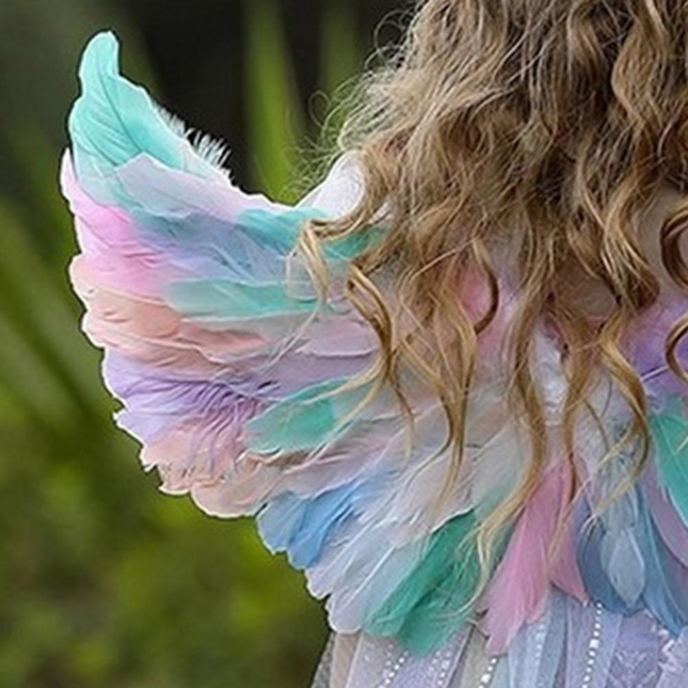 Engelsflügel Kostümset für Kinder – Federflügel mit Stirnband & Zauberstab, Verkleidungs-Requisiten für Halloween Cosplay Party