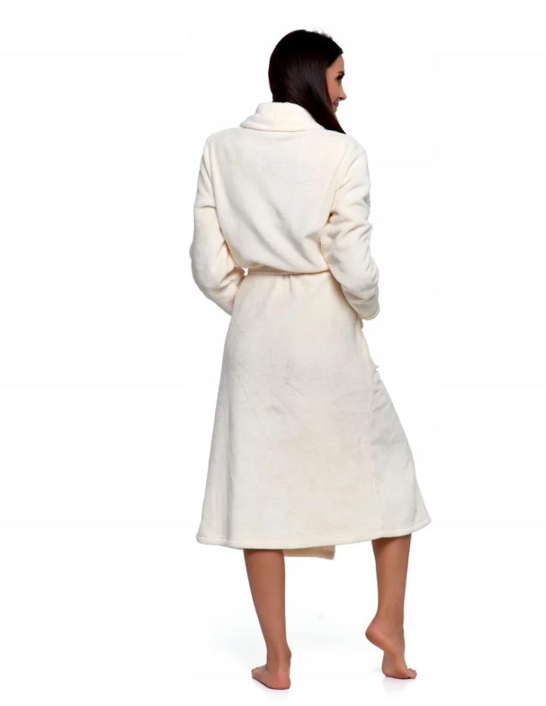 Elegant Women's Bathrobe Long Soft Warm Pleasant Tied MORAJ M ecru