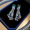 Silver needle with diamonds, water drop fringed earrings, light luxury, exquisite, high-end earrings, niche temperament, retro earrings, women