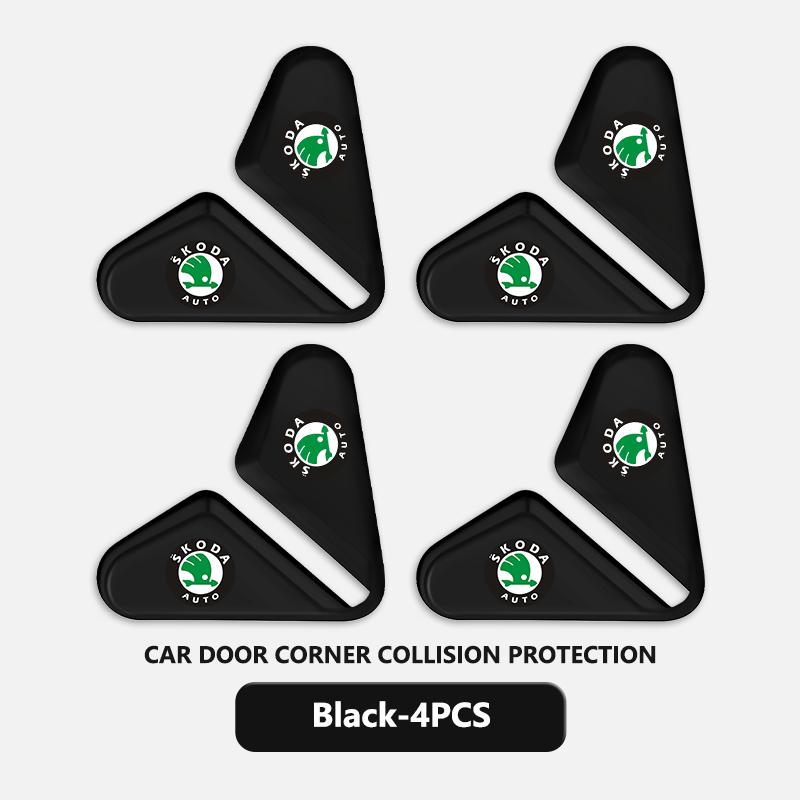 cqmes7 Silicone Car Logo Door Corner Cover Bumper Crash Scratch Protector Accessories For Skoda Kodiaq Fabia Kamiq Karoq Octavia 2 3