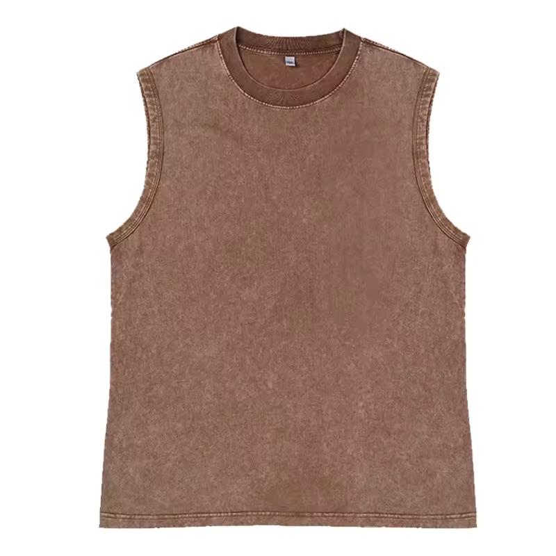 Men's Vest Vintage Washed Tee Tank Tops Summer Casual Sleeveless Tops Streetwear Black Loose Tees Women