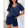 Women's Sets Short-sleeved V-neck T-shirt Sexy Shorts Casual Solid Color 2-piece Set Clothes Sale