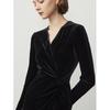 Women's French Style V-Neck Velvet Long Dress