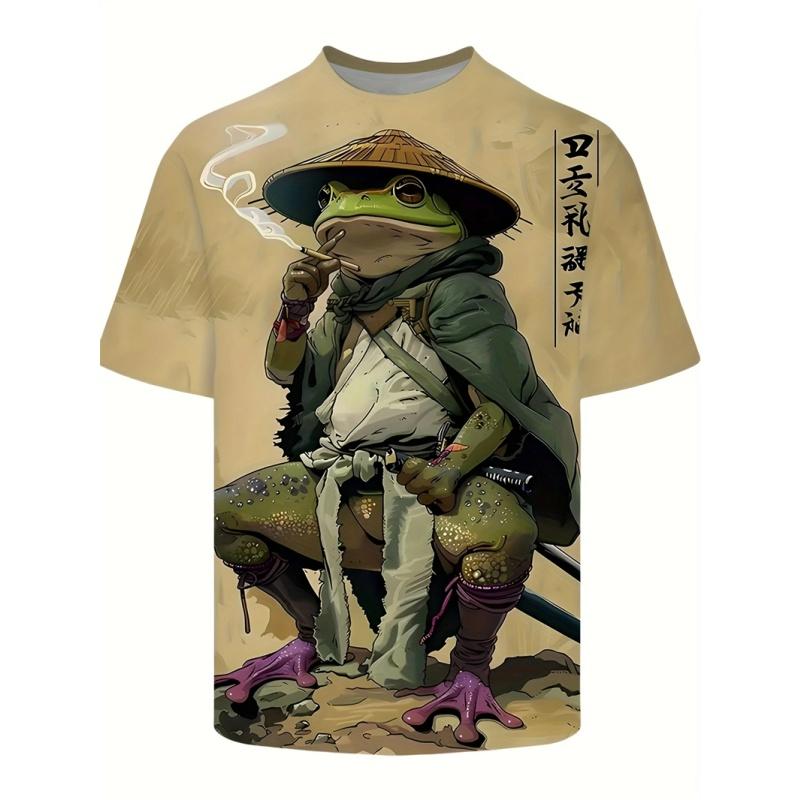 Summer Loose Short Sleeve Tees Round Neck Sportwear Tops3D Printed Panda Face T-Shirt For Men Cat Tentacles Pattern T-Shirts