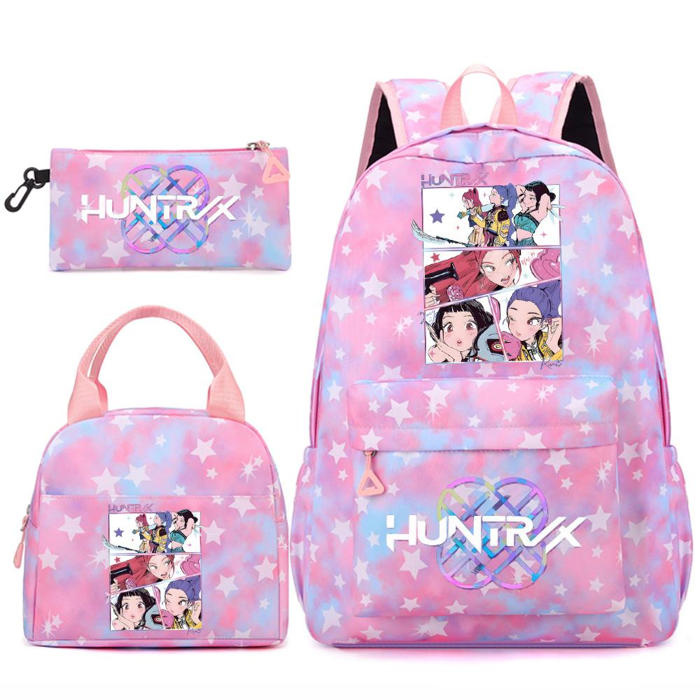 Set 3 piese/set Anime Desene animate Kpop Imprimate Rucsac Geantă de mână Etui pentru creioane pentru Adolescent Student Fată Băiat Ghiozdan Copil Ghiozdan Capacitate Mare Geantă de călătorie Cadou