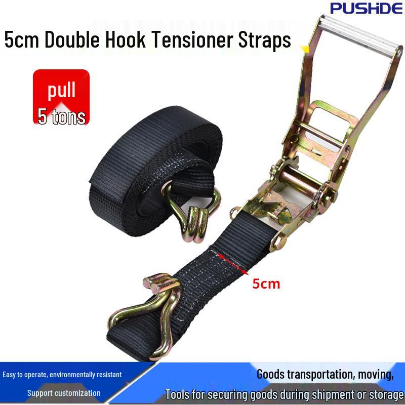 5cm 5-Ton Double Hook Ratchet Tie-Down Strap for Truck Cargo Securing