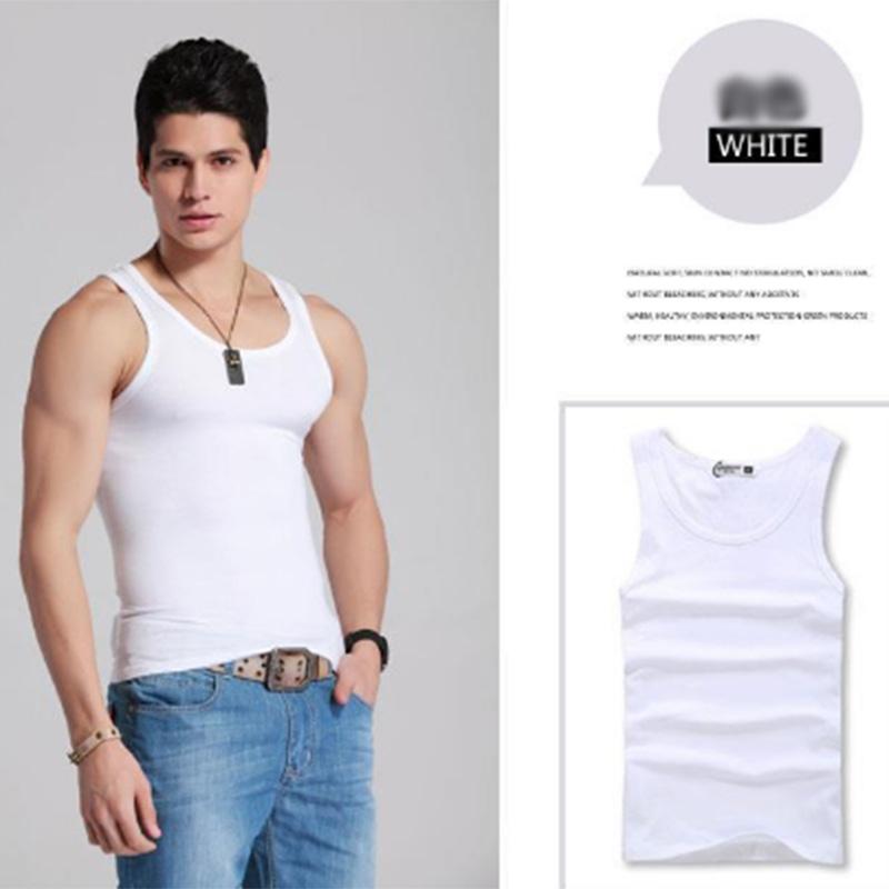 Men's Sports and Leisure Vest Solid Color Cotton Bottoming Elastic Fitness Tight Sports Hurdle Running Sweat-absorbing