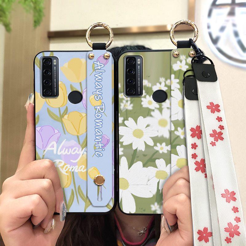 Oil Painting Fashion Design Phone Case For TCL 20 SE Anti-knock Dirt-resistant Durable Kickstand Wristband Wrist Strap