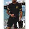 Leisure Sports Set Breathable Outdoor Men's Short Sleeved T-shirt and Shorts Summer 3D Printed Set Adult