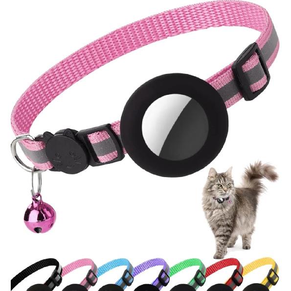 Air tag Cat pet Collar Breakaway Reflective Kitten Collar with Apple Air Tag Holder and Bell  kitten accessories