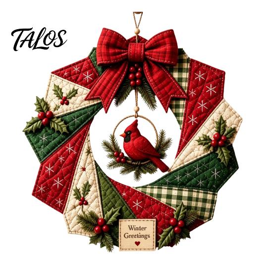 Feiertags-Kranz Bastelmaterialien DIY Patchwork Bastelset, Weihnachtliches Nähen Saisonale Muster, Stoffset Bauernhaus für Erwachsene, Haustür Wand