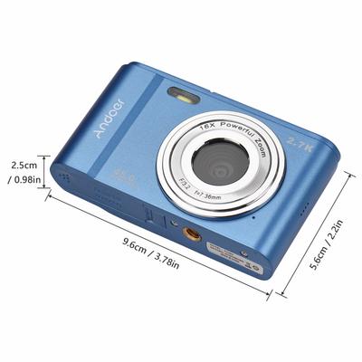 Andoer Tragbare Digitalkamera 48 MP, 2,7 K, 2,88 Zoll IPS-Bildschirm, 16-facher Zoom, Autofokus, Selbstauslöser, 128 GB
