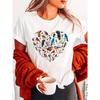 Bird Lover's Heart Birdwatching Letter Print T-shirt, Short Sleeve Crew Neck Casual Top for Summer & Spring, Women's Clothing