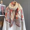 New retro flower jacquard imitation cashmere scarf for women's high-end versatile, fashionable and durable, going out to decorate the scarf