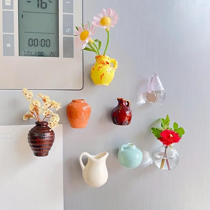 1 sada Magnetky na lednici Samolepka Domácí potřeby Pryskyřičná nálepka na lednici Mini magnetická váza 3D 3/5/8/12ks