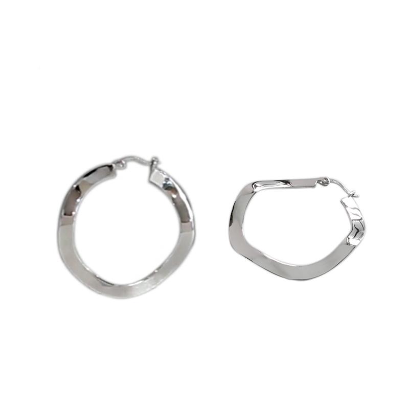 Wuqie Trendy Korean Jewelry Minimalist Wave Big Hoop Earring 925 Sterling Silver Circle Hoop Earring