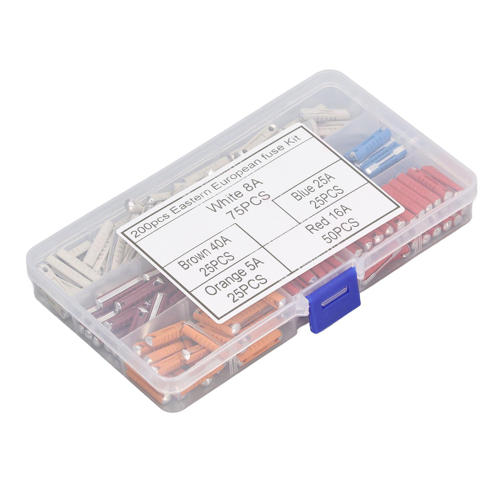 

200 шт. Европейский автомобильный предохранитель 5 тип торпедообразный автомобильный предохранитель с пластиковым ящиком для хранения для винтажных автомобилей