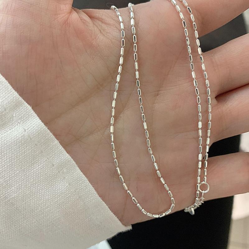 925 Silver Necklace With Simple Geometric Beads Choker Shiny And Delicate Collarbone Chain For Women Fashion Jewellery