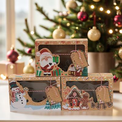 27pcs Christmas Gift Packaging Storage Set, Transparent Window Kraft Paper Gift Boxes,Packaging Bags,Party Gifts,Holiday Storage