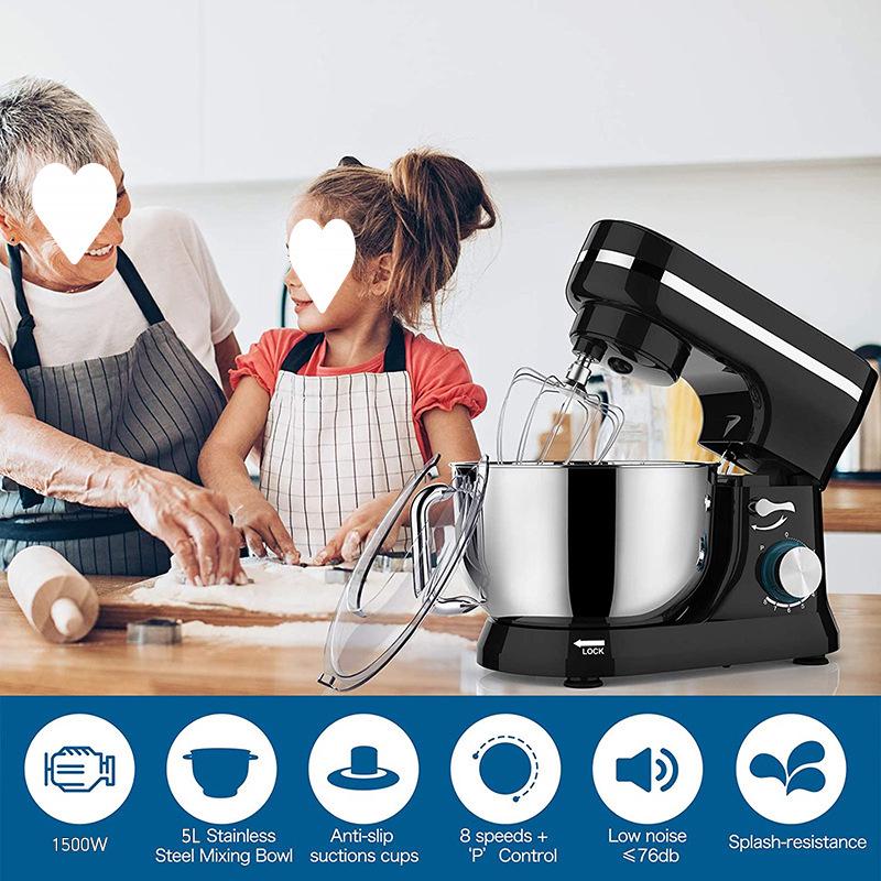 1500W Household Chef Stand Mixer, 5L Capacity Dough Kneading Machine In Stock