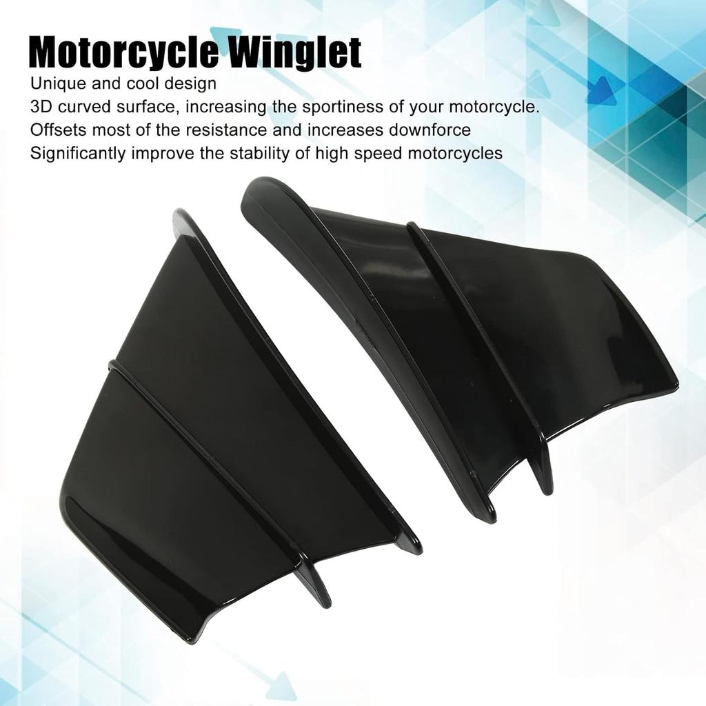 Motorcycle Side Winglet,Motorcycle Side Spoiler Front Fairing Aerodynamic Winglets for 250 Z900 Z1000 (Glossy Black)