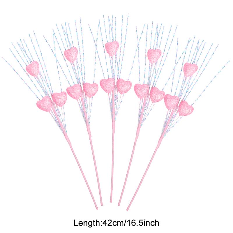 5pcs/lot Artificial Heart Shaped Berry Picks Flower Stem Branches for Valentines Day Wedding Party Home Table Decoration Gifts