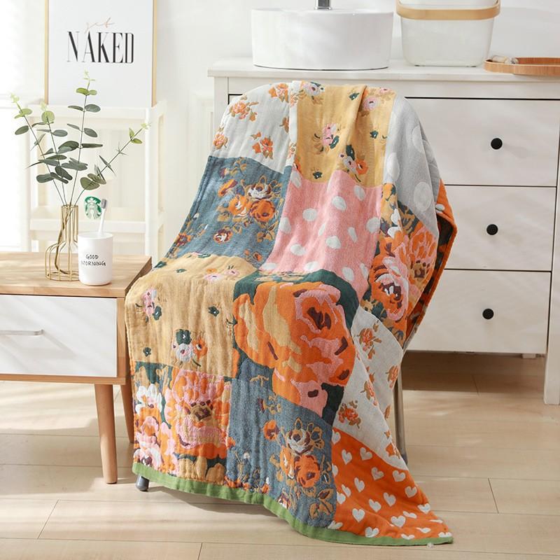 China Colored Jacquard Pure Cotton Four-Layer Gauze Bath Towel Men Women Extra-Large Adult Beach Towel Soft Absorbent