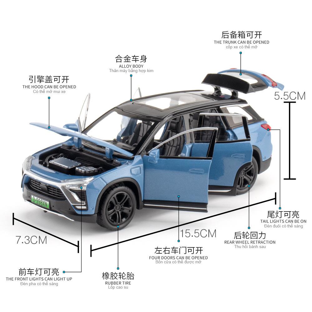 1:32 NIO ES8 Cars Toys Alloy Diecast Models Doors Opened Sound Light Pull Back New Energy Vehicles Present