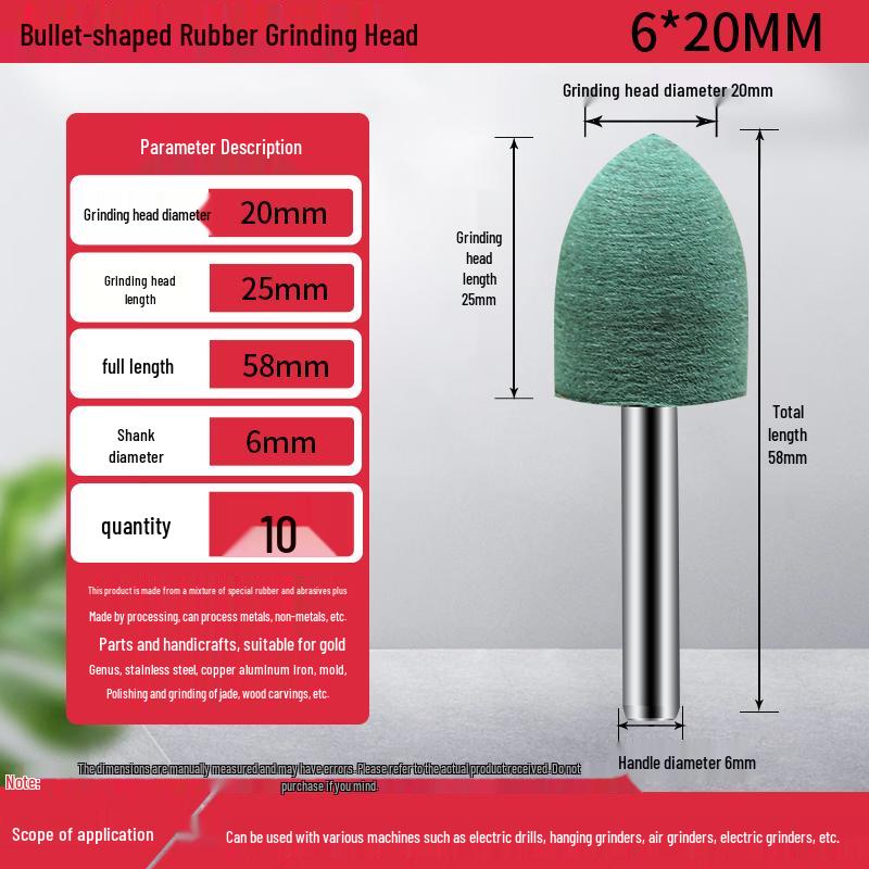 

Bullet-Shaped Rubber Grinding and Polishing Head