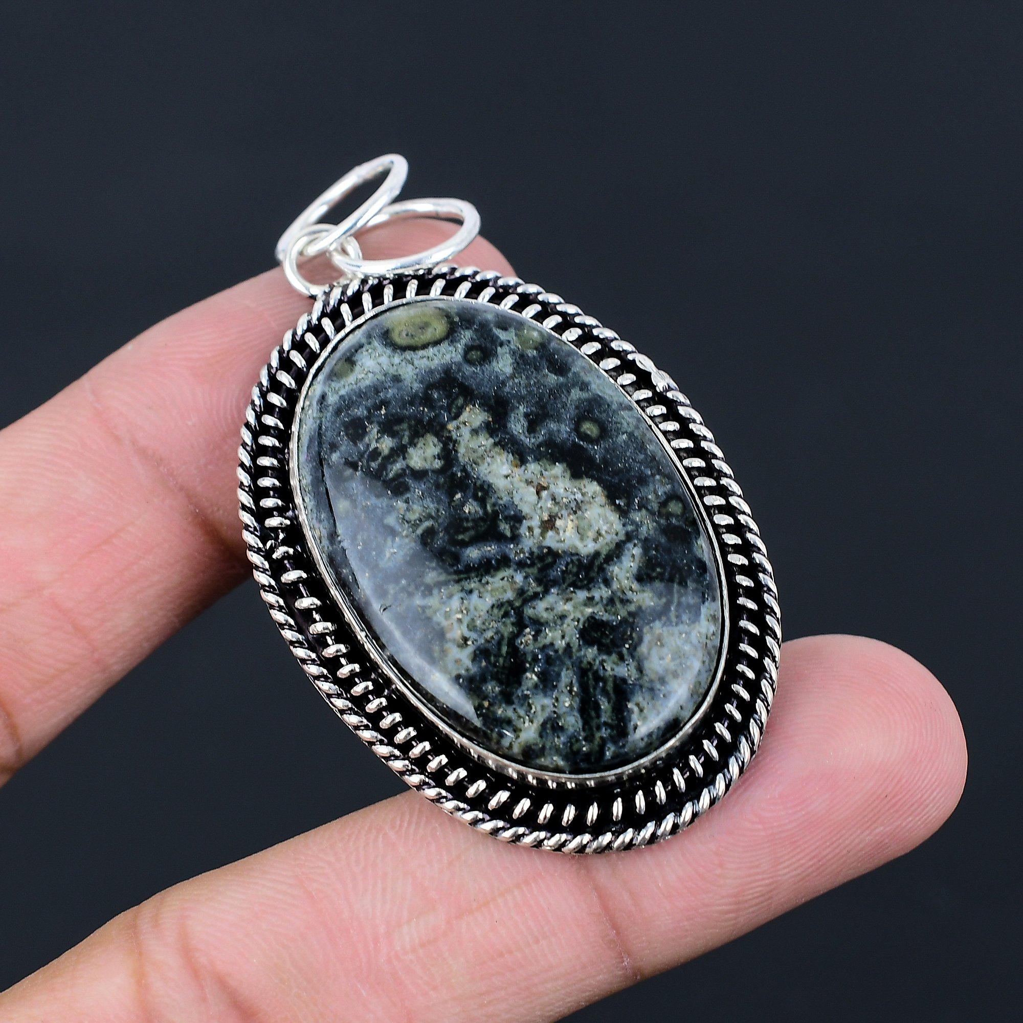 Daughters Day Sale Oval Natural Kambaba Jasper 925 Silver Elegant New Pendant